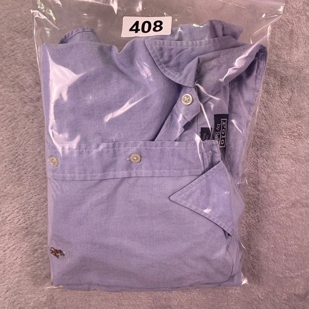 Polo by Ralph Lauren Men's‎ Button Down Shirt 17.5 Lowell Blue Cotton Oxford XL